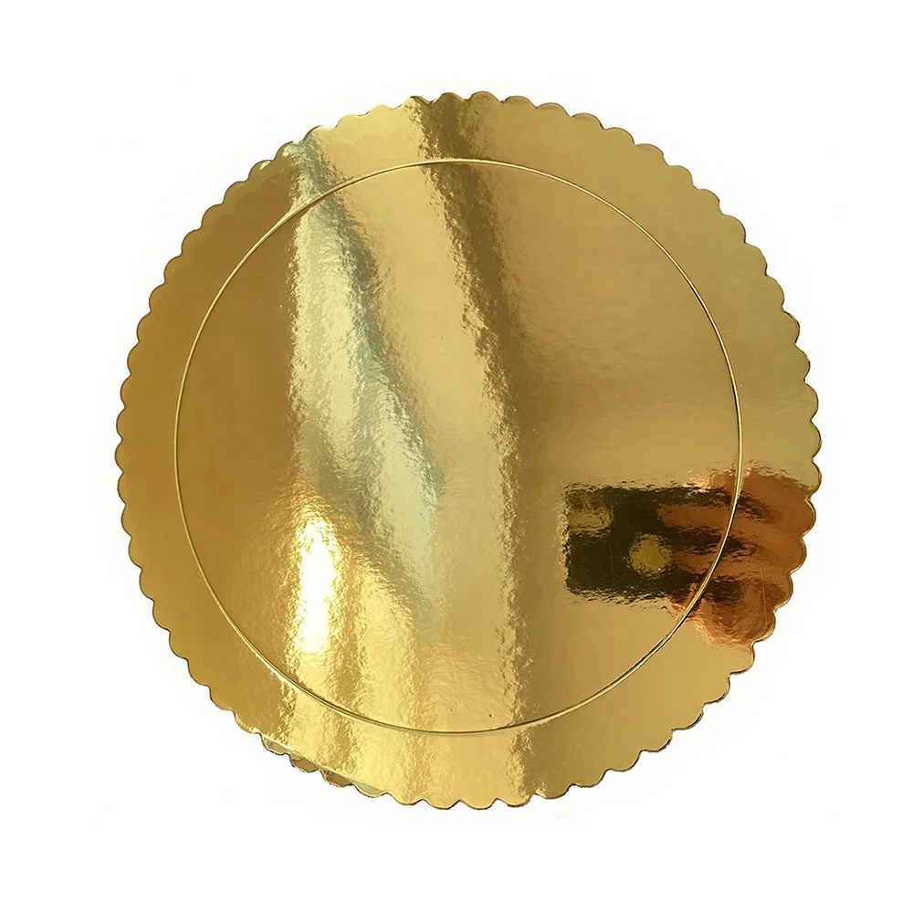 Round Golden Silver Scalloped Cake Board Wedding Decorating Disposable Circle Cardboard Cake Base