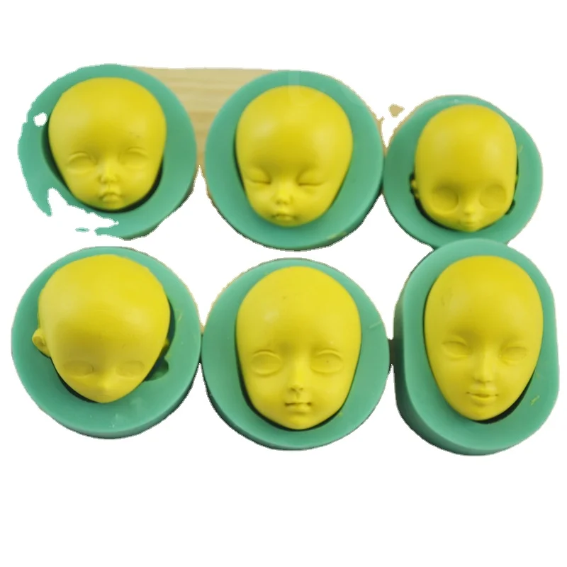 Set of 6Pcs 3D Face  Silicone fondant Chocolate molds Cake Decorating tools woman mask gumpaste mould  polymer clay resin mold