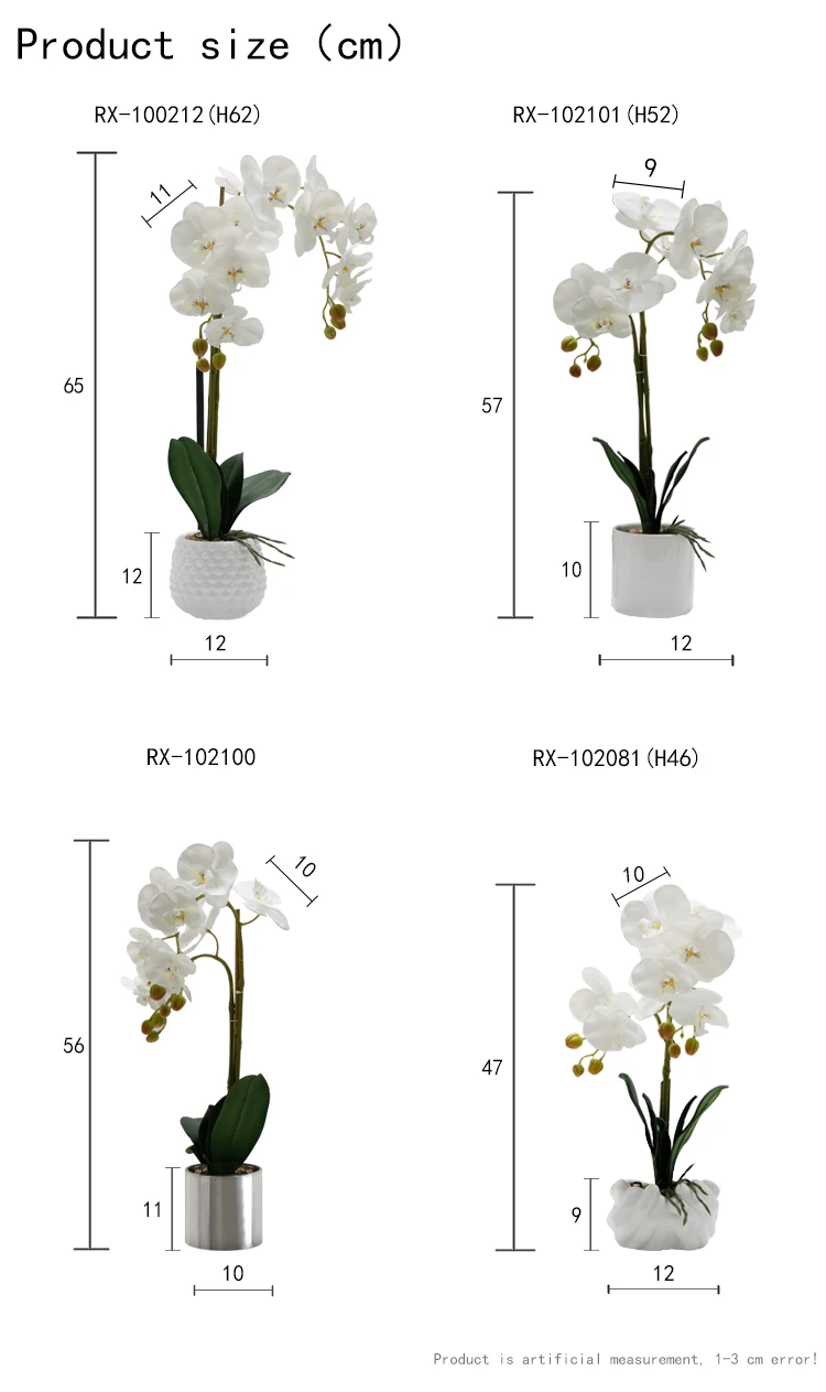 Fabric butterfly flower artificial orchid high simulation orchid white flower with ceramic pot