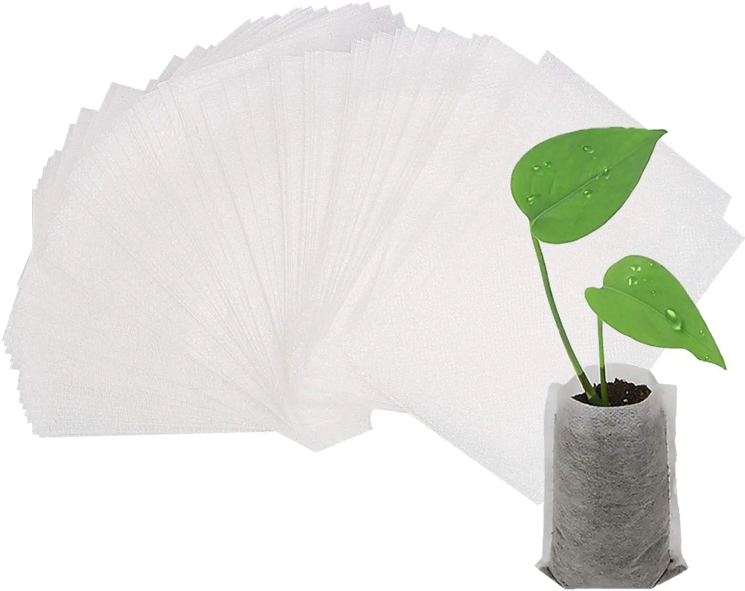 400pcs Biodegradable Seed Nursery Bags Non-Woven Plants Grow Bags Fabric Seedling Pots Plants Pouch for Home Garden