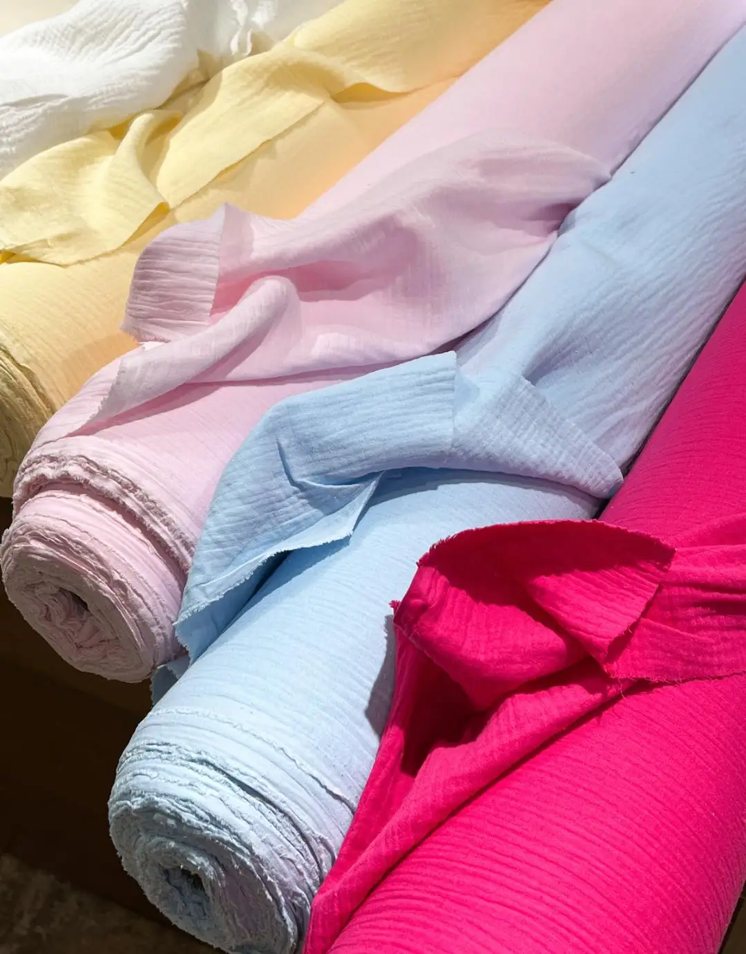 wholesale cheap 100% Combed Cotton Baby Diapers Muslin Fabric Crinkle Crepe Double Crepe Gauze Fabric from  china