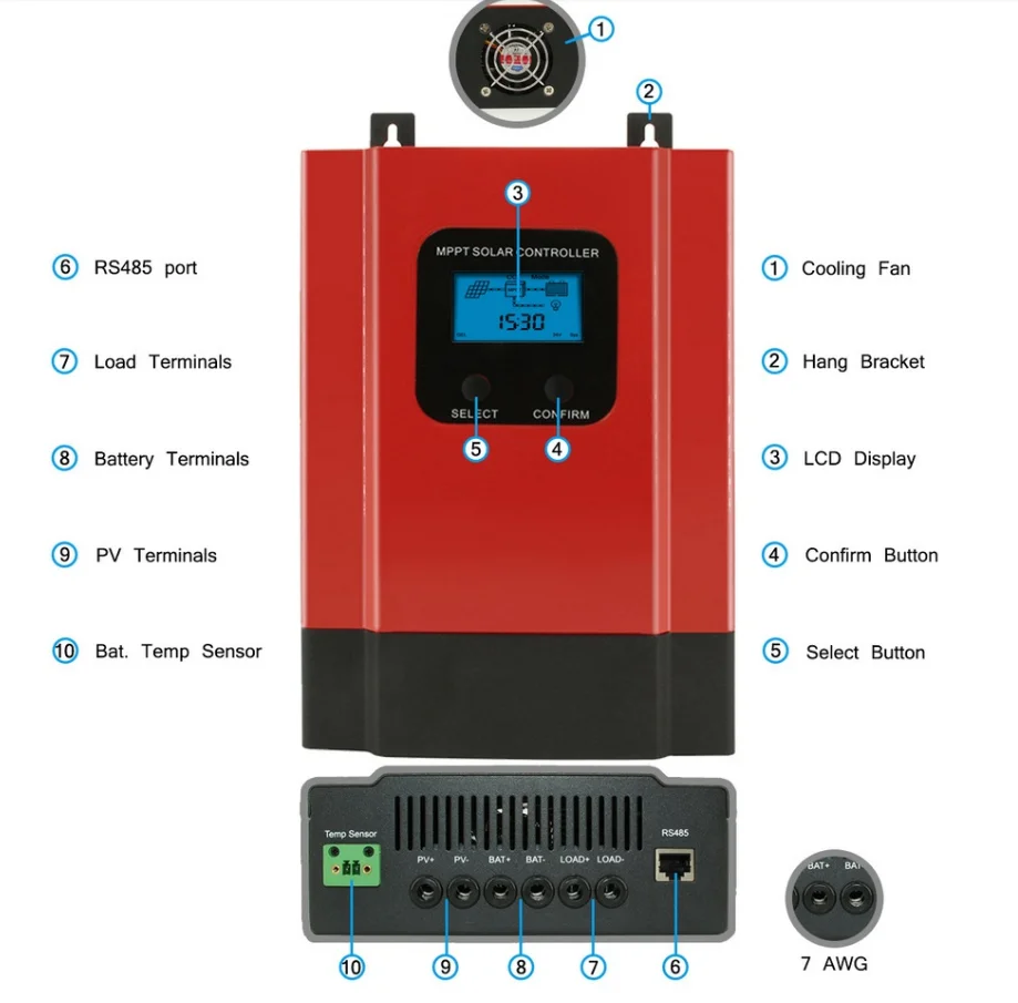  Esmart3 серии MPPT Контроллер заряда для фотоэлектрических систем 60A 12V 24V 48V Авто