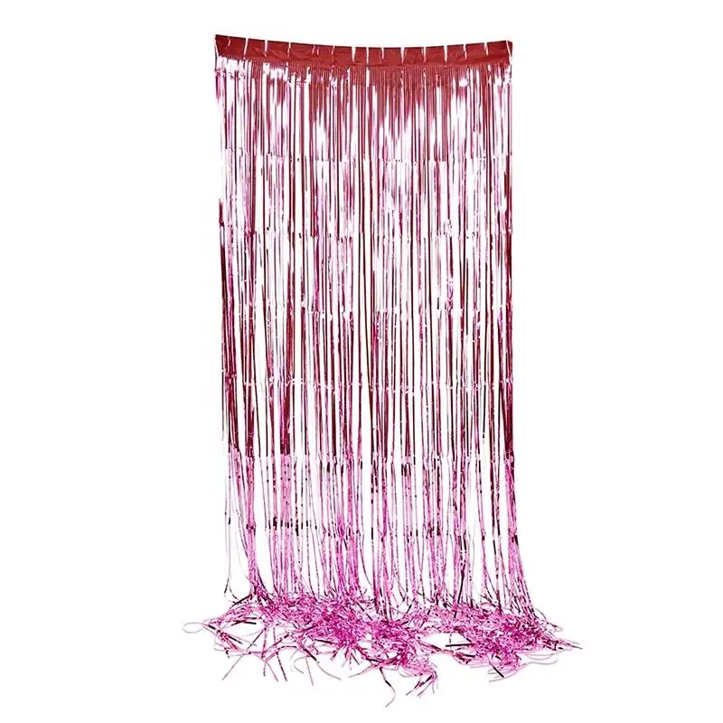 Festival Event Party Supplies 1_2m Multiple Size Colorful Metallic Tinsel Foil Fringe Door Curtain Wedding Party Backdrop Decor