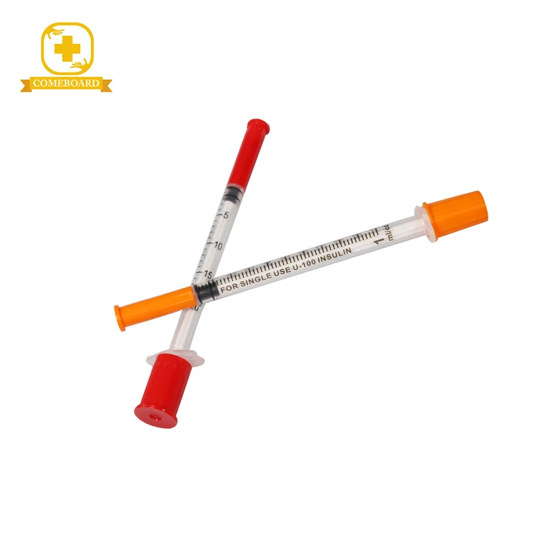
medical 1ml orange cap insulin syringe with needle 