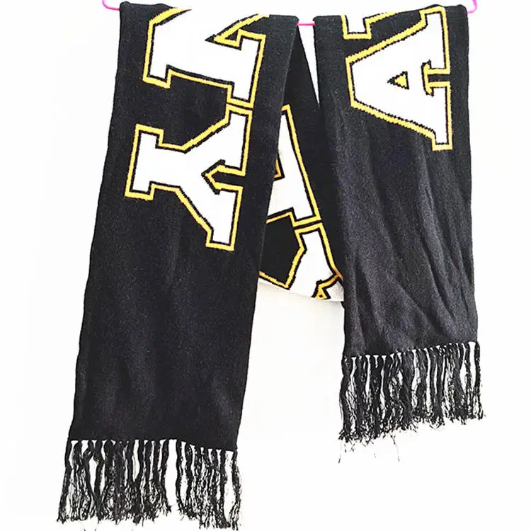 GUOOU 2023 World football fan scarf European and American fashion English Jacquard LOGO knitted scarf Air layer jacquard scarf