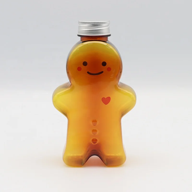 PET Bottle With Lid 500ml Ginger Bread Man Shaped Bottle for Beverage Juice