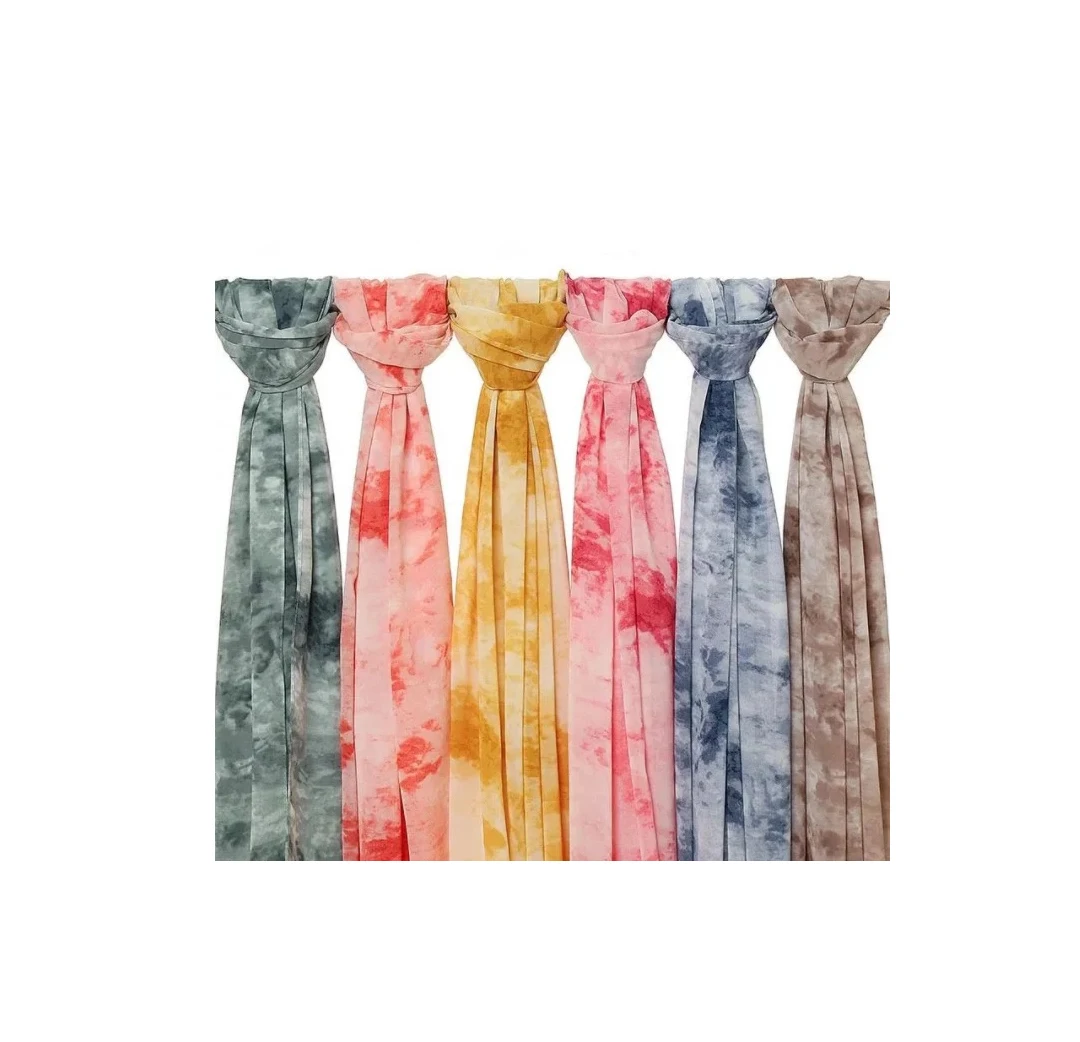 New designs Malaysia Dubai chiffon tie-dyed printed Muslim hijab scarf for women