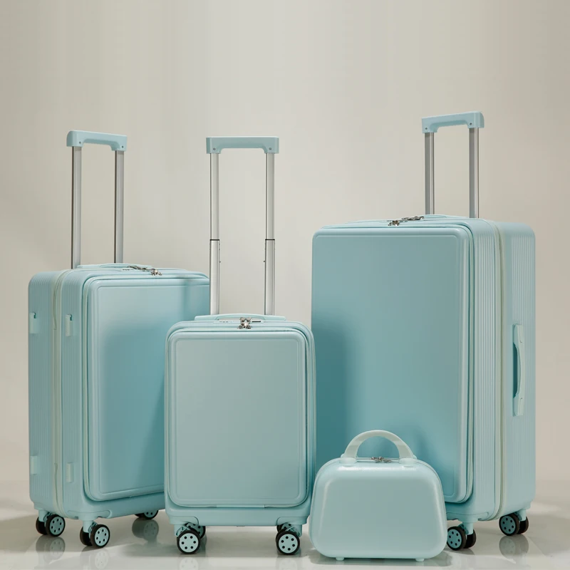 Luggage Sets 4 Pieces travel bag with Front Pocket, ABS Hardside Expandable Carry on Suitcase Set with Spinner Wheels and Lock