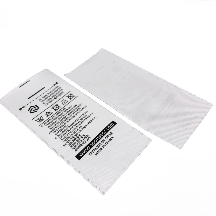 Custom White Satin Wash Care Label Printing Logo Clothing Label With Brand Name