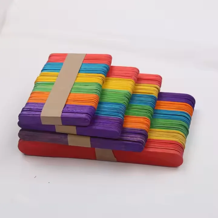 High Quality Colorful Disposable Wooden Popsicle Sticks Ice-cream Sticks DIY Craft Stick