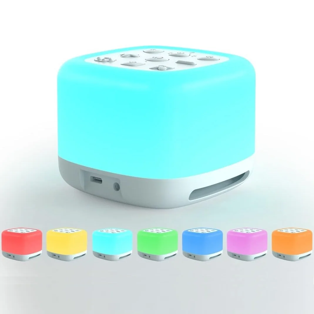 White Noise Sound Machine Bluetooth Speaker 7 Colors Night Light 40 Soothing Sounds Rechargeable Portable Kids Sound Machine