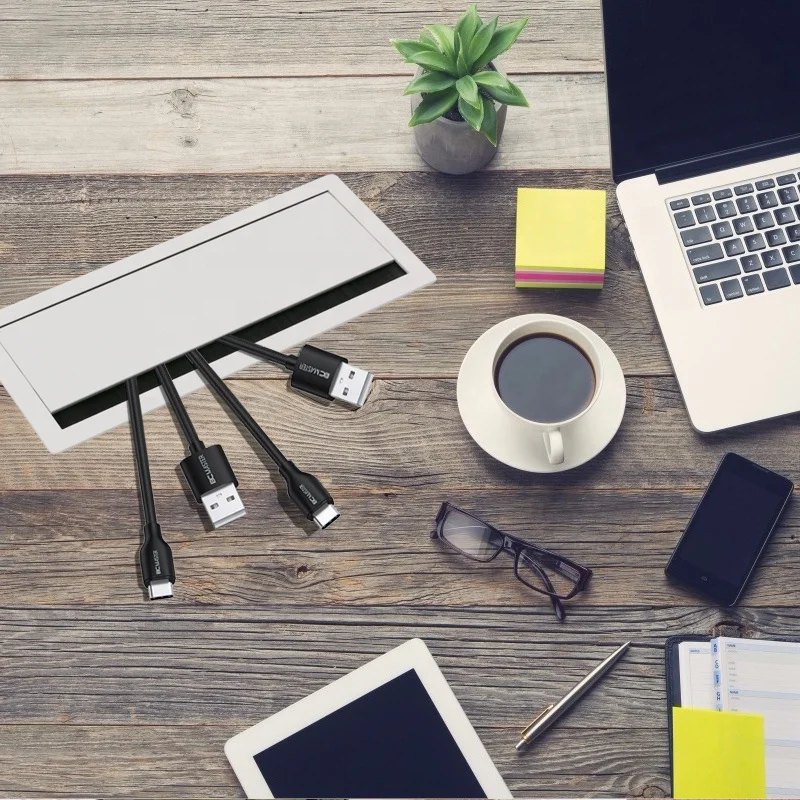 Aluminum Office Computer Cable Management Box Desktop Table Wire Management Hole Grommet