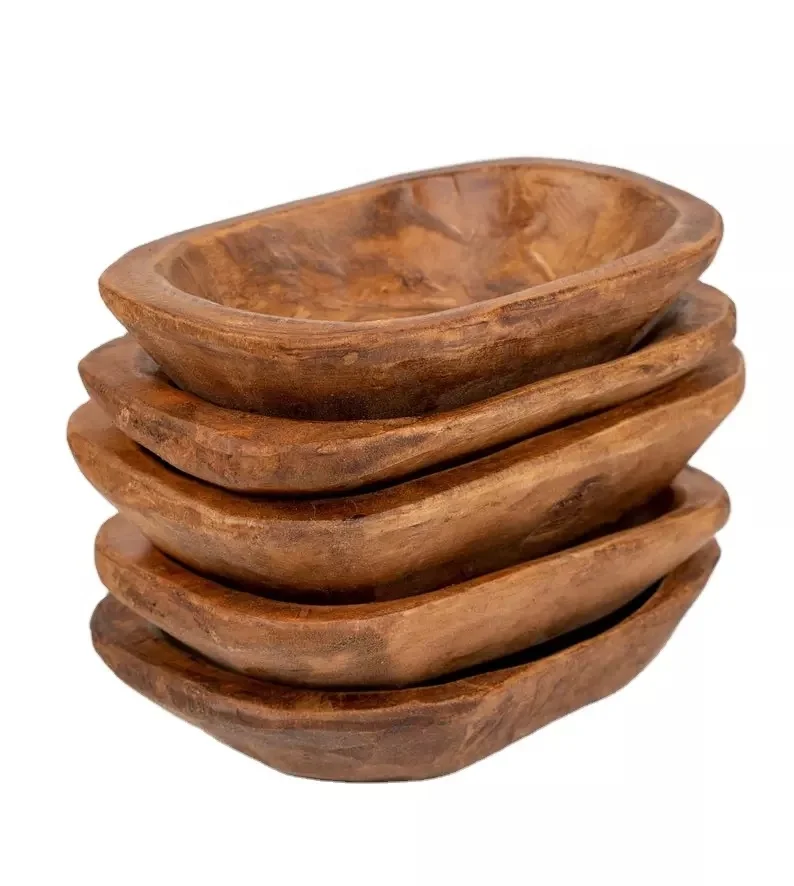 Wood Dough Bowls Rustic Decorative Tray Hand Carved Large Wood Dough Bowl for Decor Long Wood Bowl for Dining