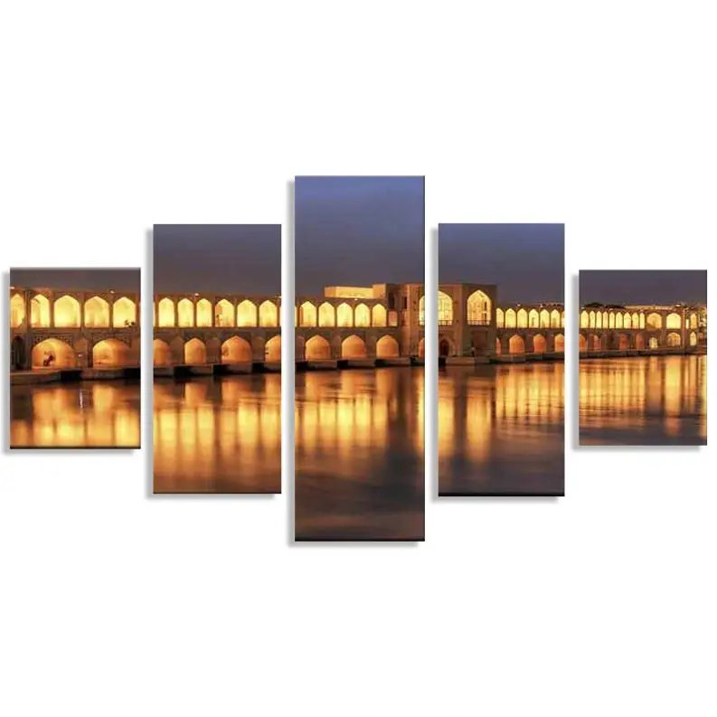 Canvas Painting Home Wall Decoration 5 Pieces Boat Seascape Painting Landscape Printed Poster