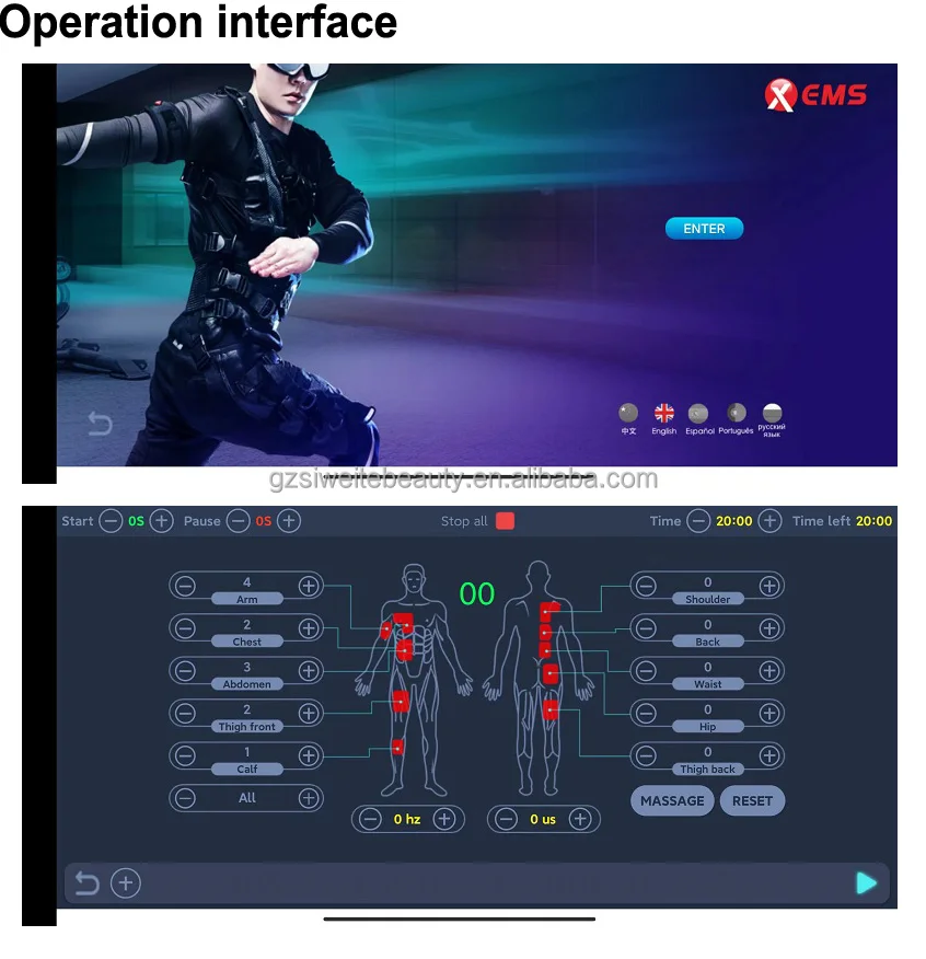 Smart Wiredentertainment Physical Body Shaping Suit With App Control Electrostimulators For Endermologies