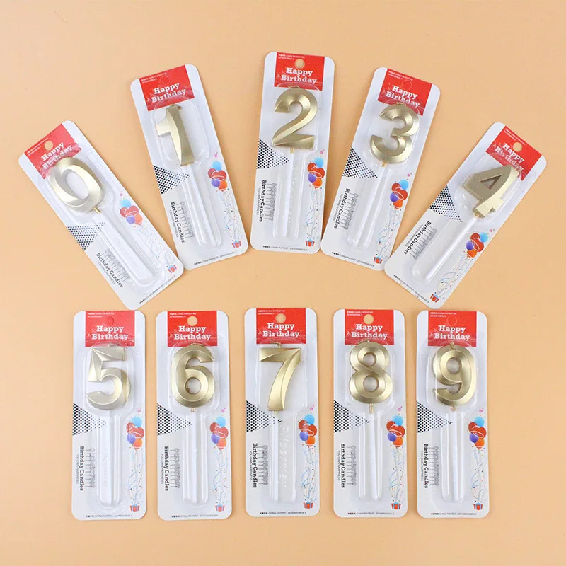 Amazing Handmade Wax Golden Pink Matte Blister Packed Numeral Digital Candles