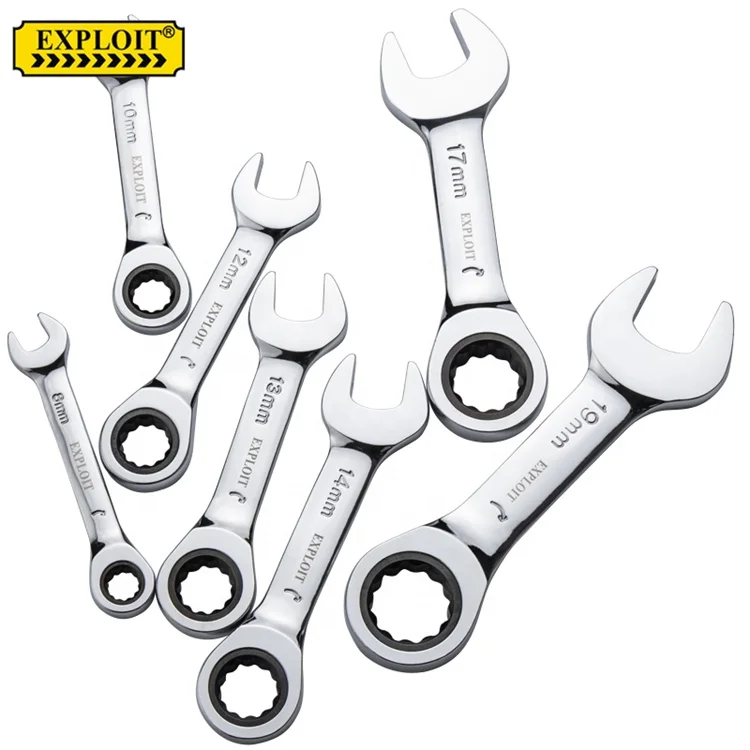 Heavy Duty Auto Car Repair Multi Hand Open End Ring Ratcheting Tool Portable Universal 10mm Ratchet Spanner Wrench Set