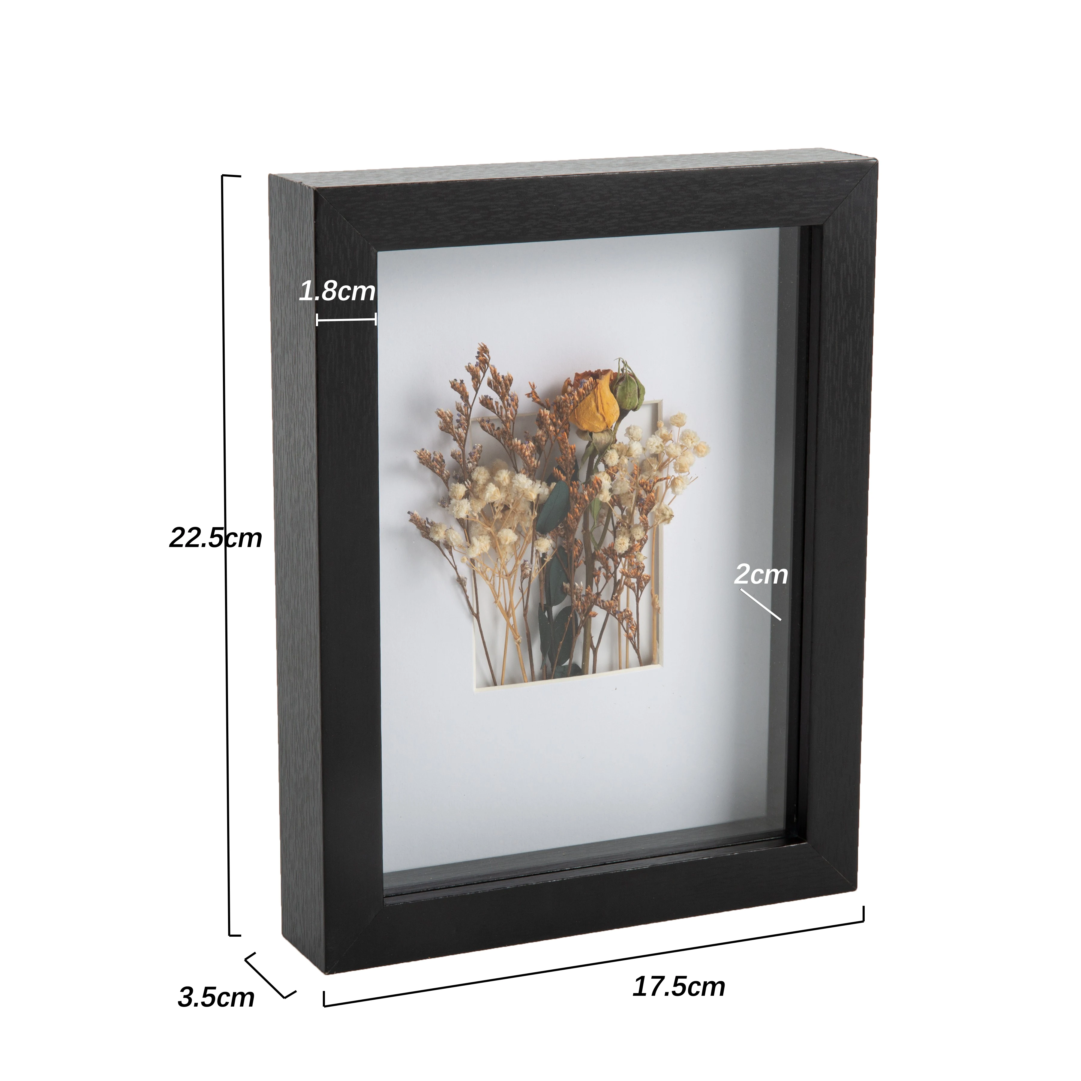 Sofine High Quality Customized Black DIY Dried Flower Display Wooden Shadow Box Frame With Glass