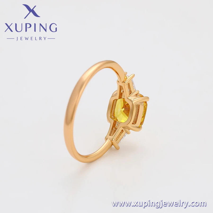 14R24061501 Xuping Jewelry Fashion Jewelry Rings With Yellow Square Zircon Diamond 18K Gold Plated Wholesale Women Dainty Ring