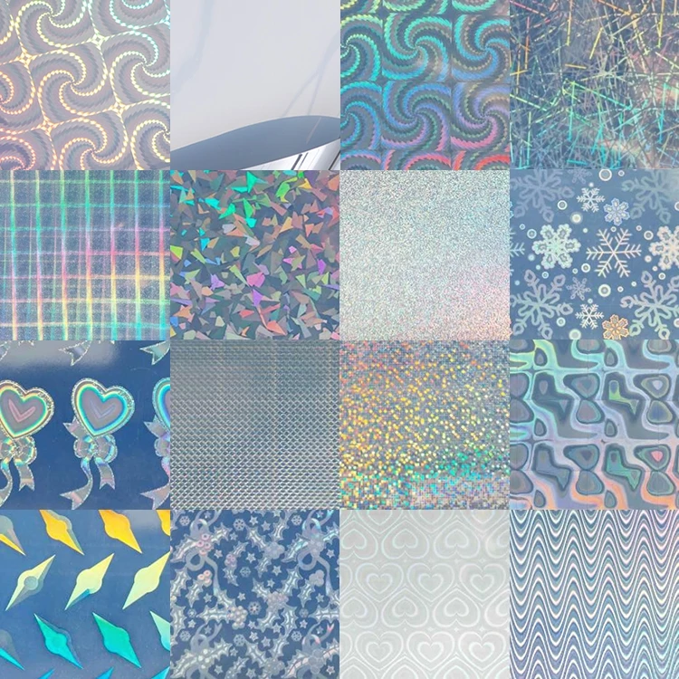 High Quality 50mic plain hologram pet film for sticker label papers (water based glue)