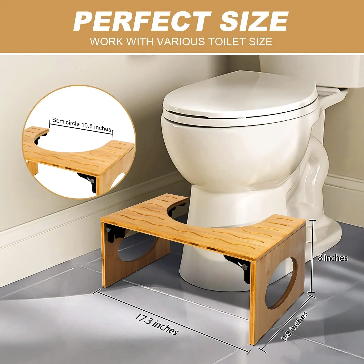 Premium quality Adjustable Bamboo Squatting Toilet Stool