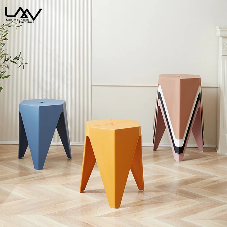 Modern Style Plastic Cafe Restaurant Chair Furniture Multicolor Creative Living Room Bedroom Hotel Stackable Dining Stool