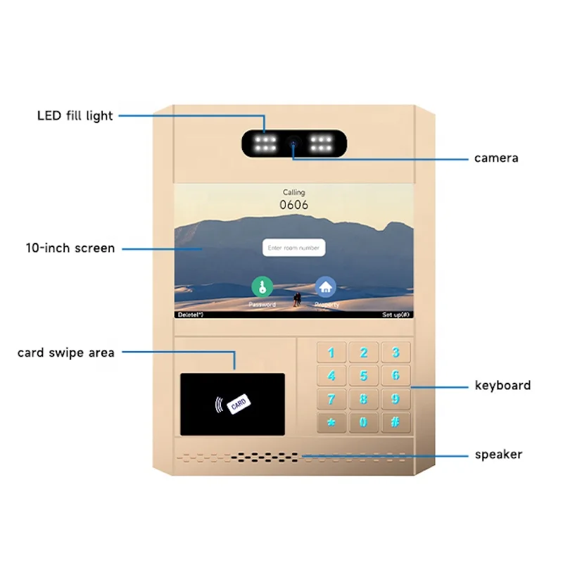 10.1-Inch 1080P HD Video Smart Door Phone Intercom System with Fingerprint Lock and TCP/IP Security Compatible Smart Locks