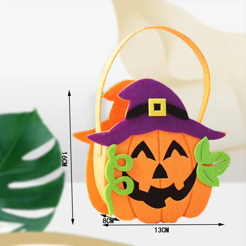 Halloween Atmosphere Decoration Witch Trick Treat Handbag Felt Candy Pouch Party Festival Children Gift Bag