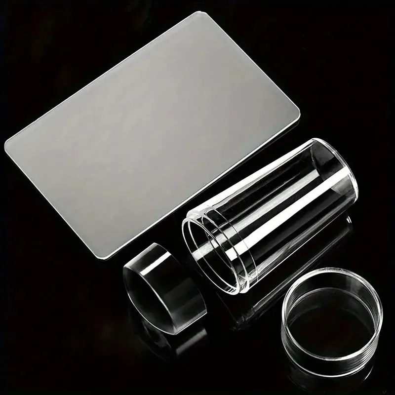 Clear Jelly Silicone Nail Stamper and Scraper Set for Gel Polish DIY French Manicures Nail Art Stamping Tool with Cap Scraper