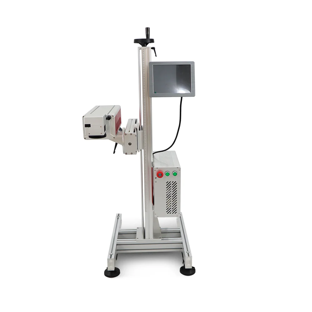 30w Co2 Flying Laser Marking Machine for Metal Glass Tube Acrylic Wood Rubber Leather Clothes Garment