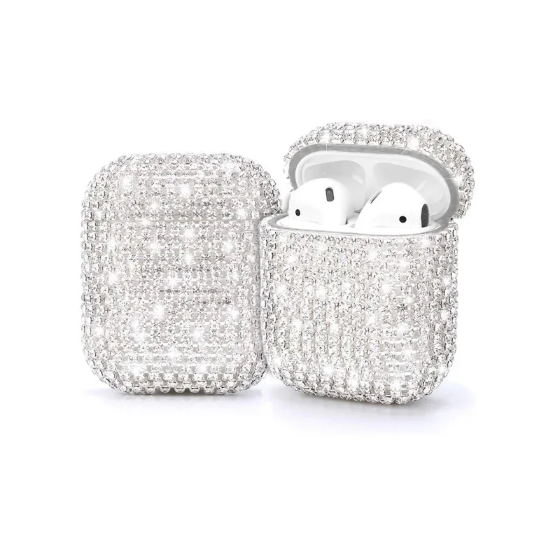 Алмазный чехол для Airpods Защитные чехлы зарядки Жесткий Чехол переноски аксессуары Apple 2 и 1