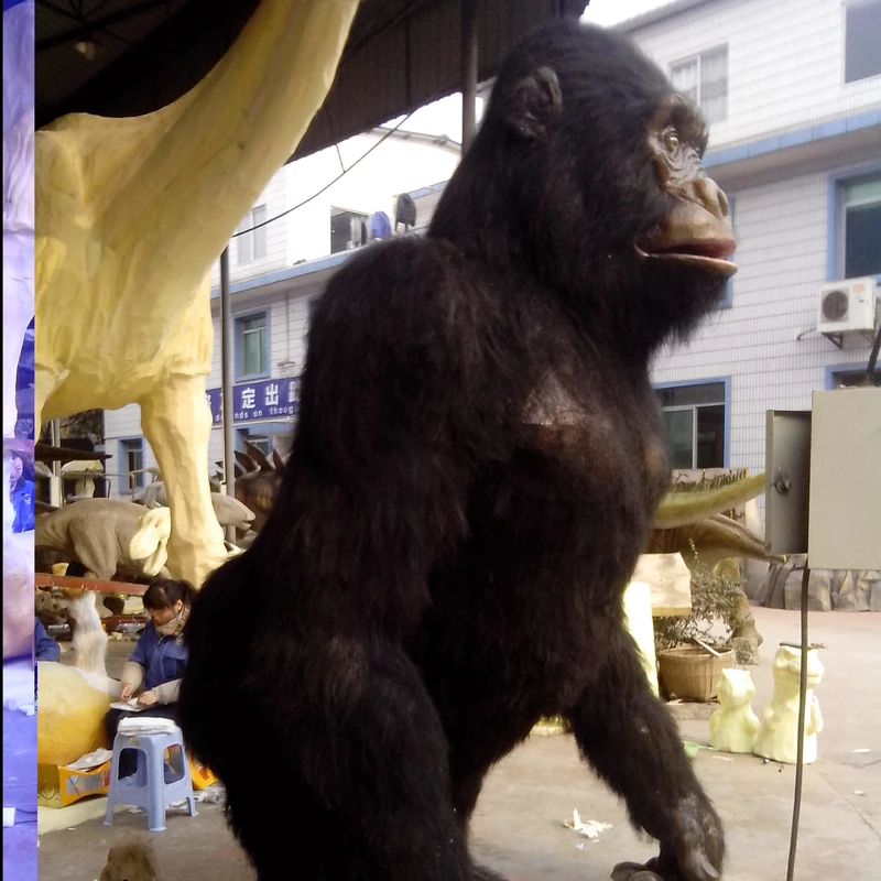 Gorilla Animatronic Statue Simulation King Kong Realistic Decoration Animals Sculpture Amusement Park Theme Park Statue Zoo