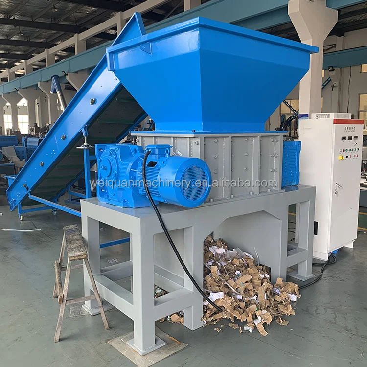 industrial rubber tire waste plastic metal bottle film two double shaft shredder machine for sale