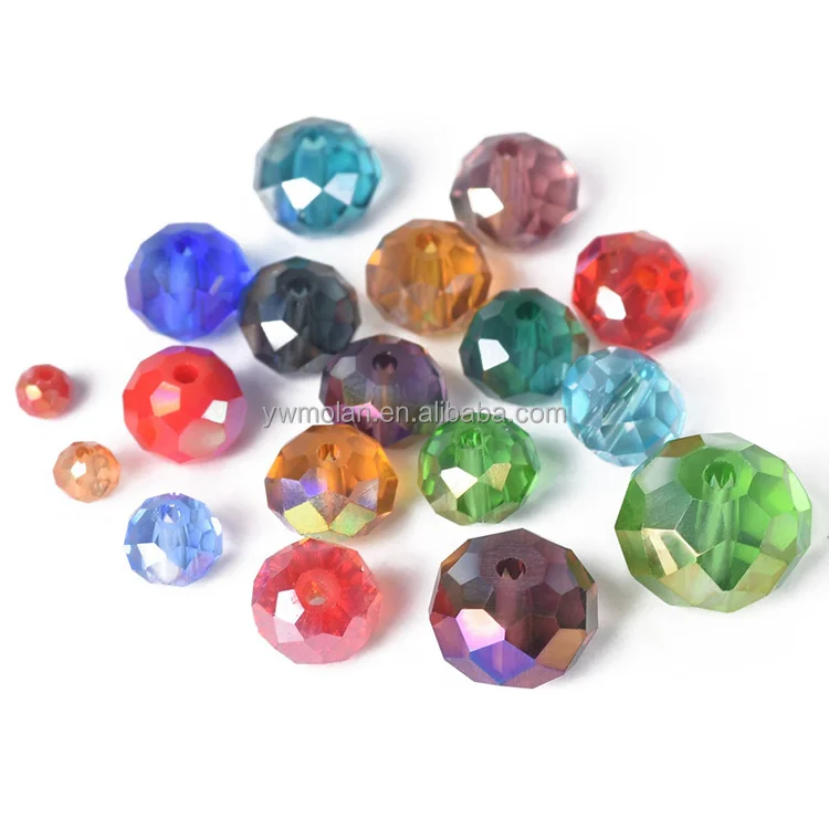 Plated Colors Rondelle Faceted Czech Crystal Glass 3-4mm 6-8mm 10-12mm 14mm 16mm 18mm Loose Spacer Beads for Jewelry Making DIY