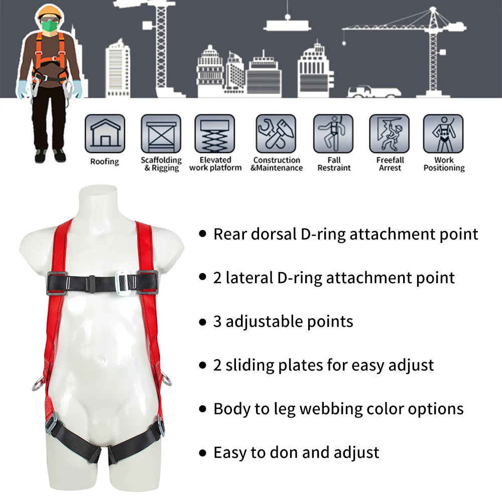 Aerial Work Safety Belt Five-point Outdoor Construction Wear-resistant Climbing Pole Insurance Belt Safety Rope Electric