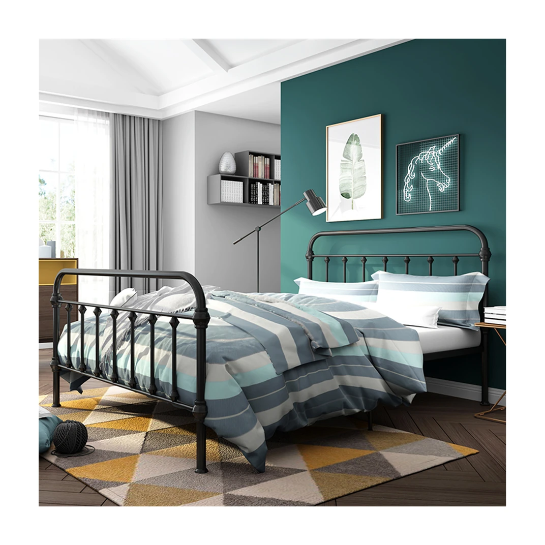 Современная легкая сборная платформа, основание для матраса, двуспальная кровать, металлическая рама для кровати с изголовьем и подножкой