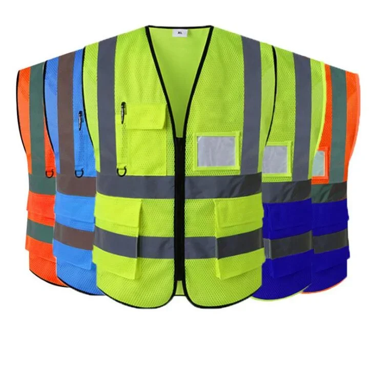 Zipper Safety Vest Outdoor Construction Worker Safety Reflective Vest