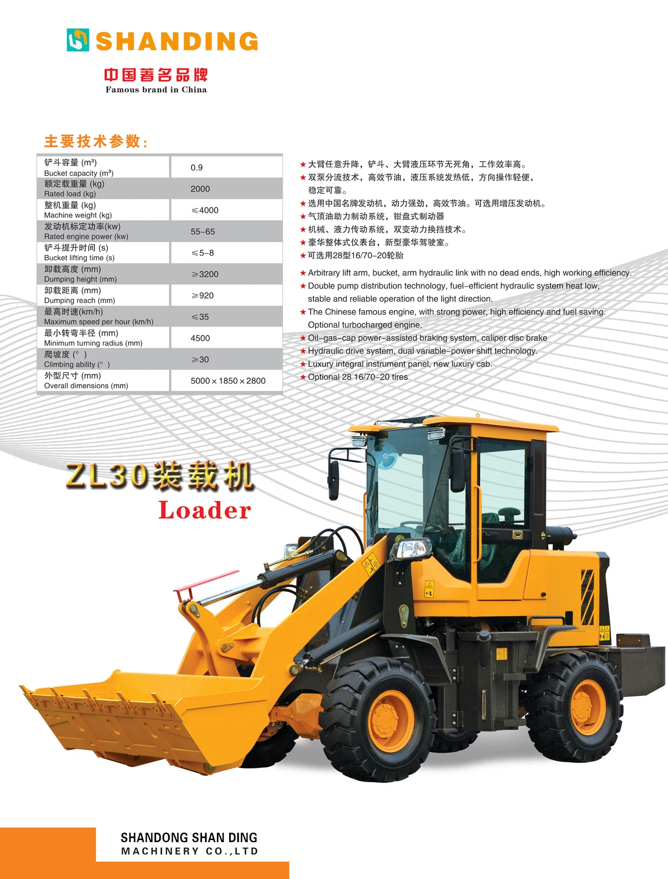 ZL30  FRONT END LOADER 2 TON MINI WHEEL BACKHOE LOADER FOR SALE