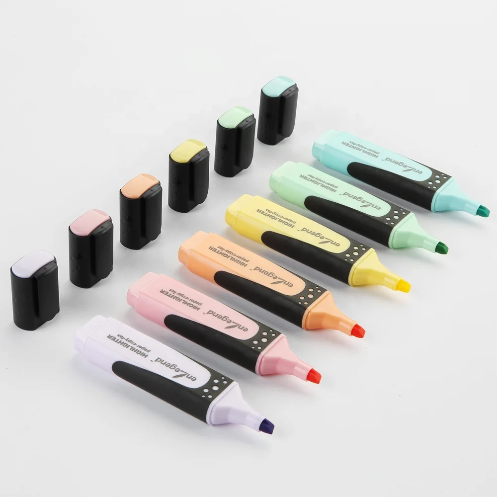 Customizable Pastel Color Square Barrel Highlighters: Aesthetic Pens for School and Office