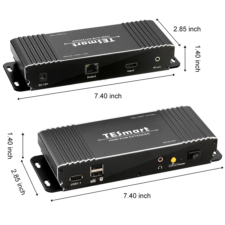 TESmart 70M HDMI KVM Extender Video Transmitter and Receiver over ip 1080p60hz KVM Extender