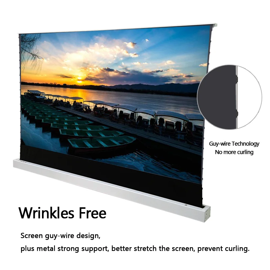 SCREEN PRO 135 inch electric floor rising alr ust screen for 4K Laser Projector motorized Ultra short throw movie screen