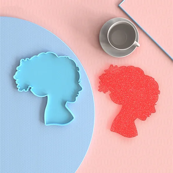 0125 New Product DIY Crystal Epoxy Portrait Cowboy Girl Coaster Tray Resin Silicone Mold