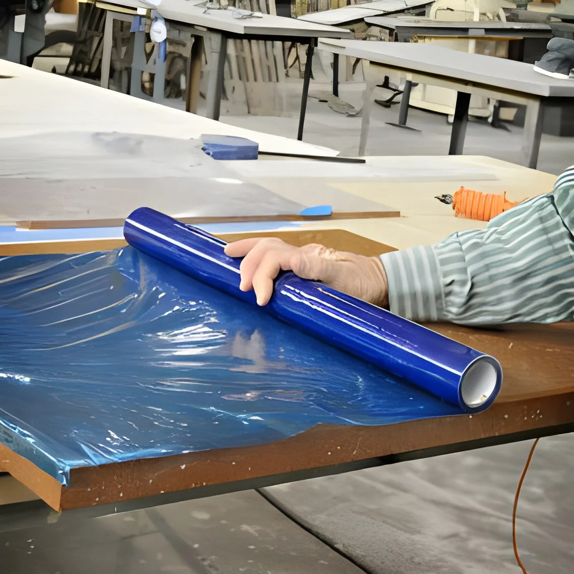 Free sample LDPE removable anti scratch dust sheet water proof tile Marble pattern glass protection film