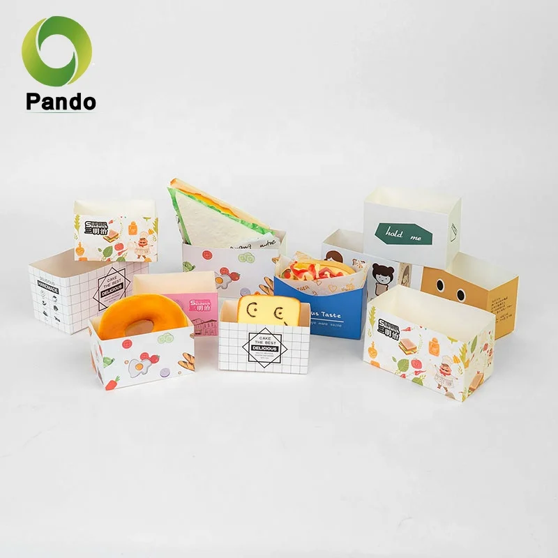 Portable Thick Egg Toast Paper Tray Packaging Wholesale Food Container Box For Bread Sandwich
