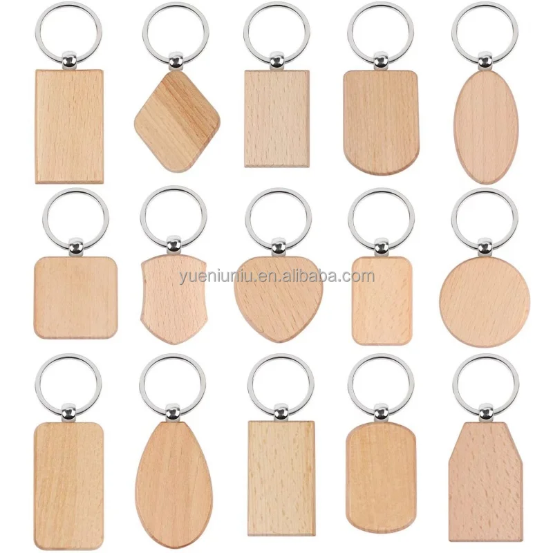 New product ecofriendly Custom Logo wood nfl keychains Wooden motel key chains blank Wood gift DIY keychain for crafts