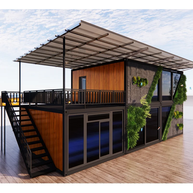 40ft Glass Sloping Roof in Thai Ancient Style Prefabricated House Container Building Steel Construction Module Summerhouse Home