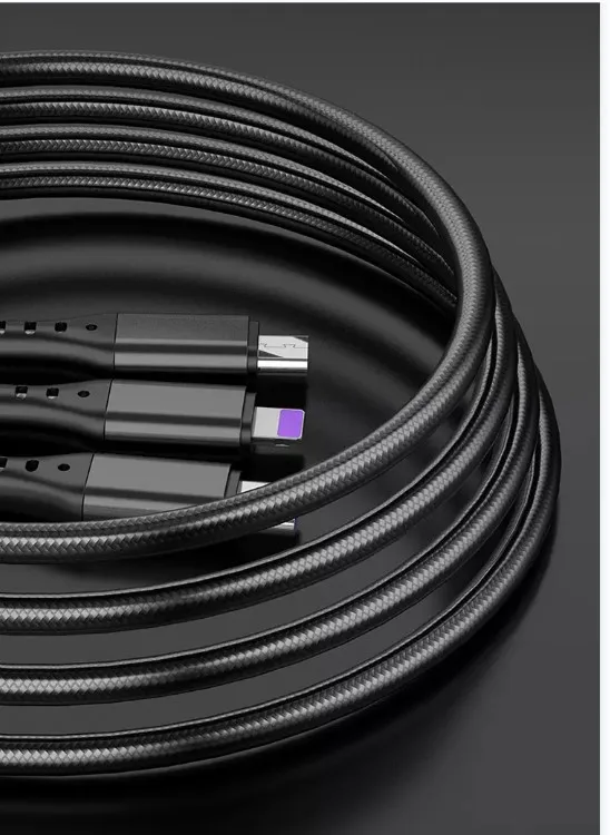 6A 66W Fast Charging 3 in 1 Cable  Micro  Cable Type C USB C Data USB Cable