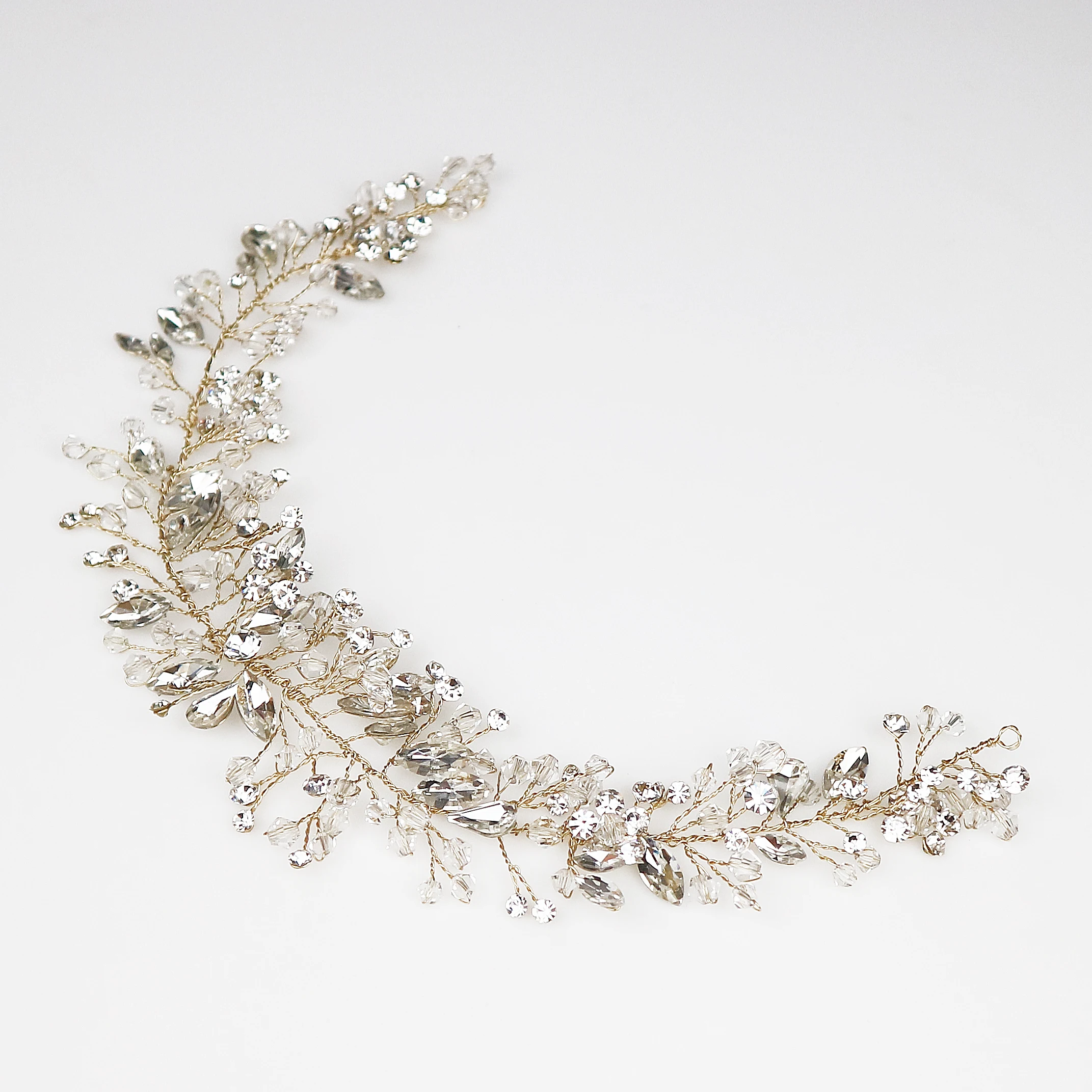 New design Handmade Stylish Crystal Golden Wedding hair vine  Rhinestone hair accessories