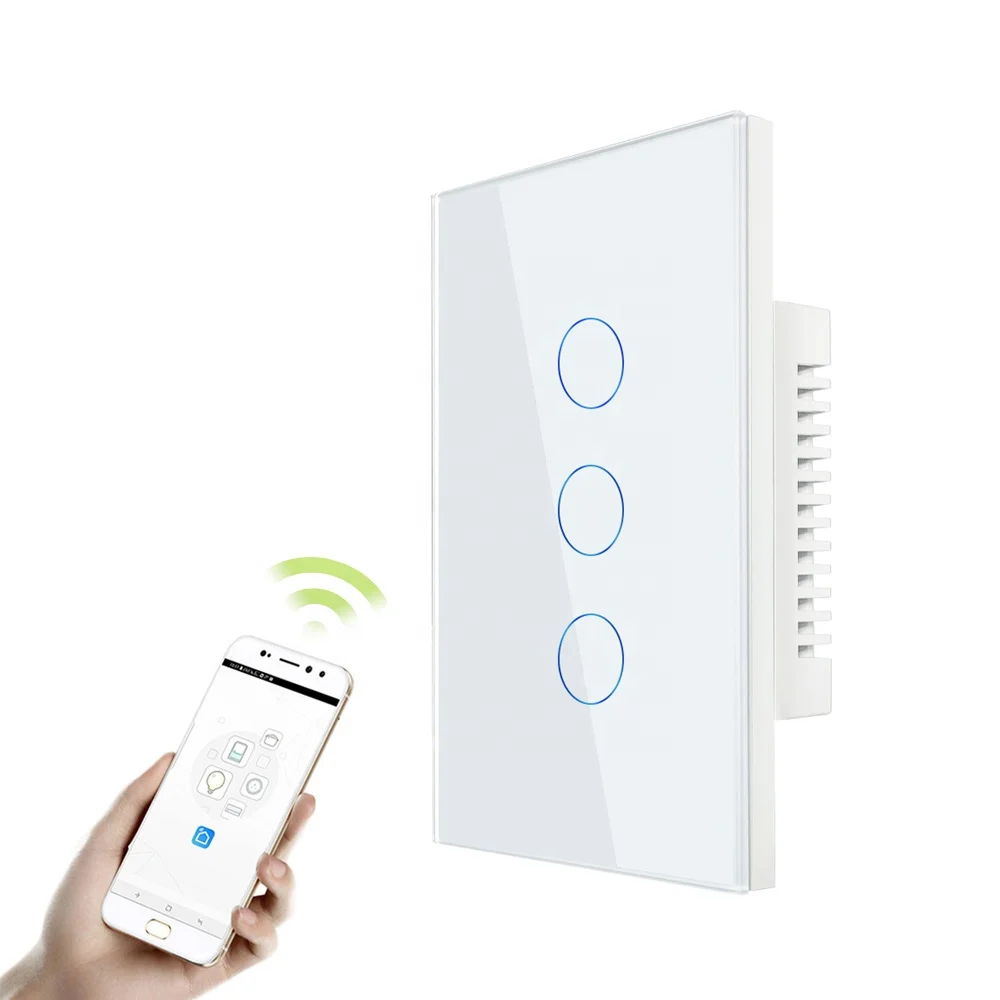 AU US Type 1/2/3/4 Gang Touch Glass Panel Smart Light Switch 110-240V AC Tuya App WiFi / Zigbee Home Electronic Smart Switch