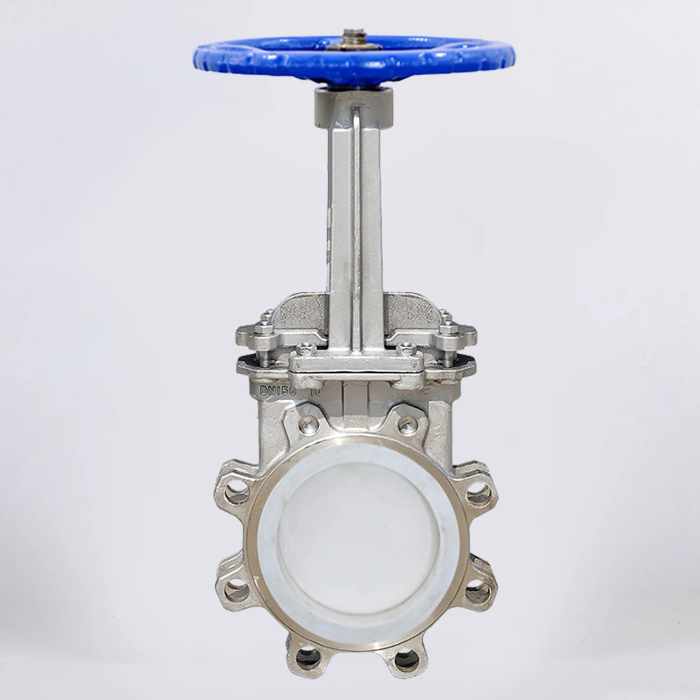 PN10 10 inch Pneumatic ceramic Knife Gate Valve WCB SS304 Pneumatic cylinder Air Control wafer Knife Gate Valve